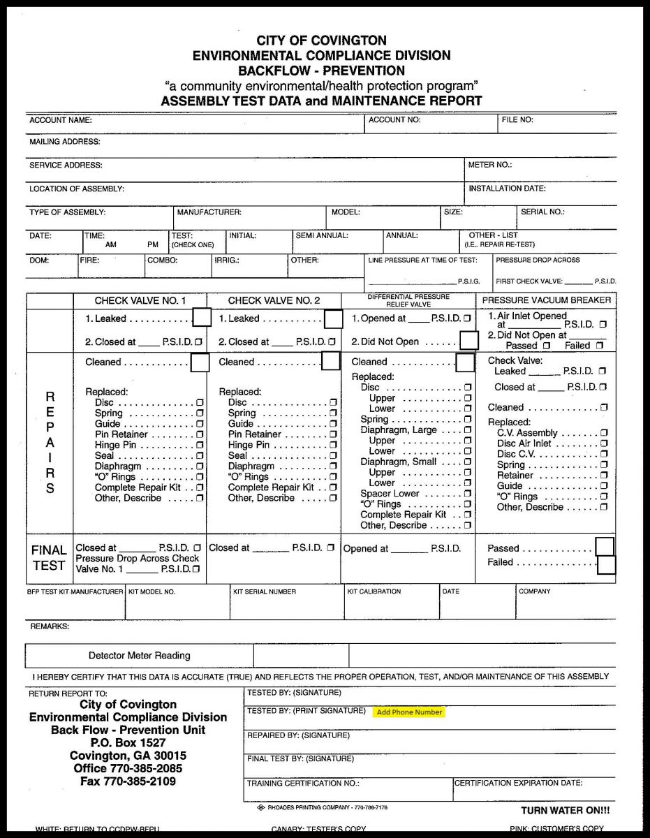 annual backflow test cost